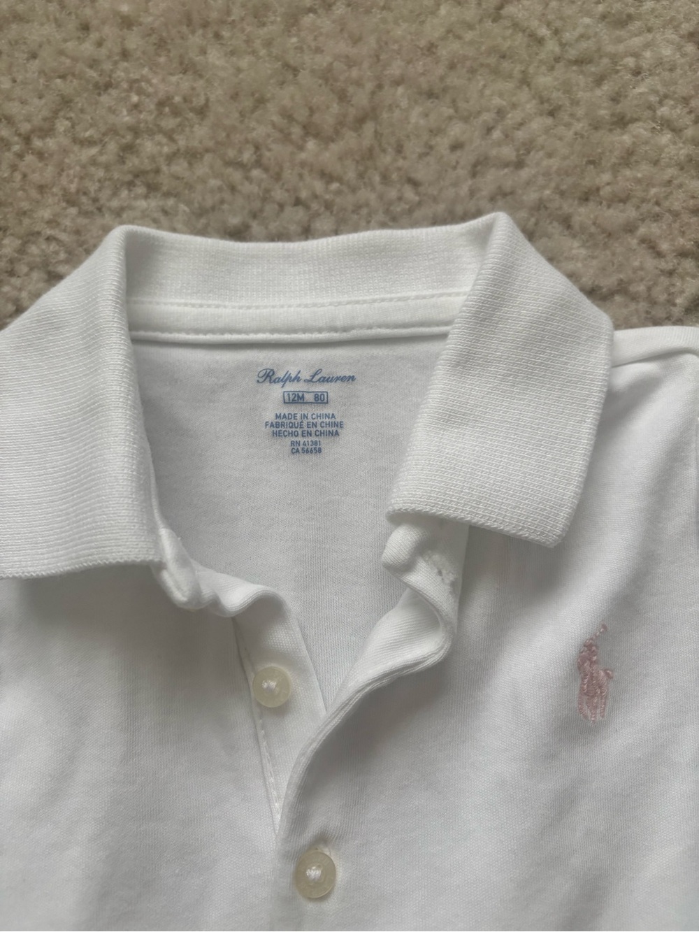 Ralph Lauren White Long-Sleeve Polo Footed One-Piece - Picture 2 of 3